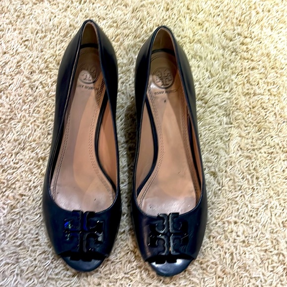 Tory Burch Shoes - Tory Burch leather peep toe wedge 8.5.